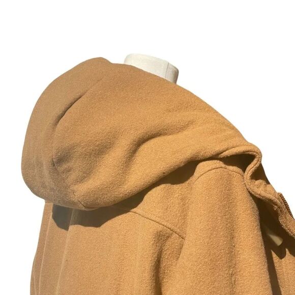 Cabela’s Women’s Toggle Duffel Wool-blend Hooded Coat, Large. Tan cargo pockets - Picture 11 of 16